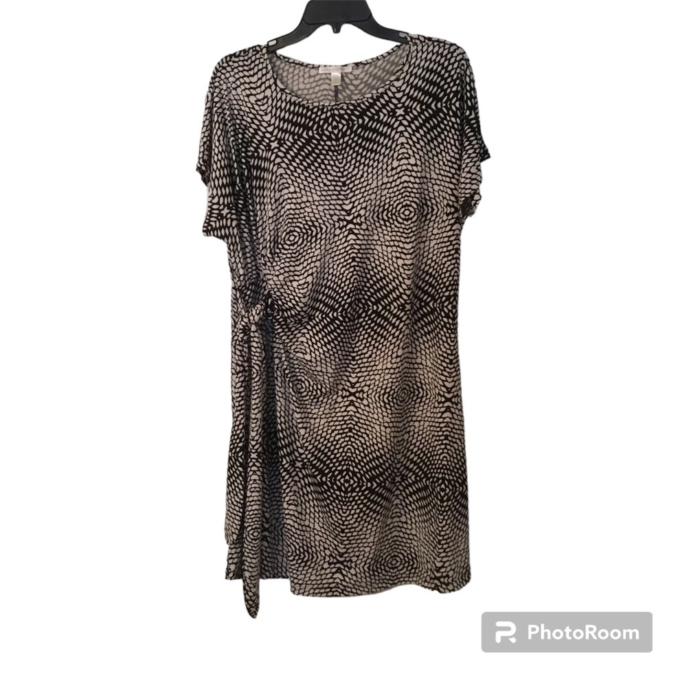 Maria Gabrielle Side Tie Dress Black White Size 1X